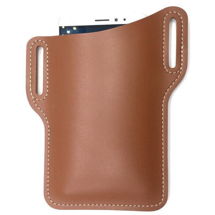 Leather Phone Holster Pouch Belt Clip Loop Waist Bag Cover Case for Men - Black.