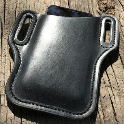 Leather Phone Holster Pouch Belt Clip Loop Waist Bag Cover Case for Men - Brown.