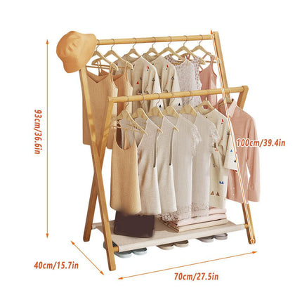 Folding Clothes Hanger Indoor Floor Bedroom Garment Rack Simple Hanging Stand.