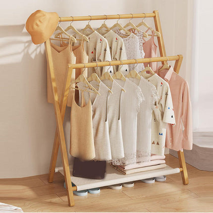 Folding Clothes Hanger Indoor Floor Bedroom Garment Rack Simple Hanging Stand.