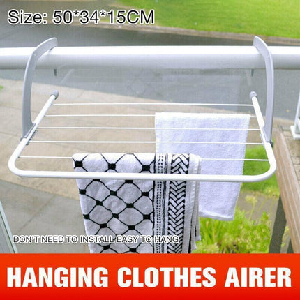 6 Rails Hanging Laundry Drying Rack Over Door Clothes Airer Stand.