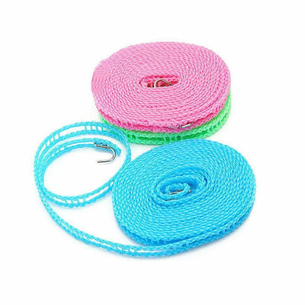 Portable 5M Travel Clothes Line Washing Rope Non Slip Airer Laundry Clothesline - Green.