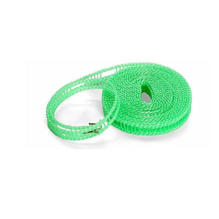 Portable 5M Travel Clothes Line Washing Rope Non Slip Airer Laundry Clothesline - Green.