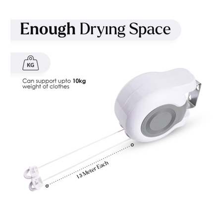 Double Clothes Line Wall Hanger Retractable Clothesline Clothes Dryer 13m Indoor.