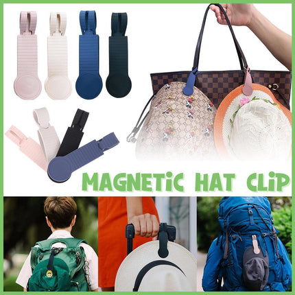 Silicone Magnetic Clothing Clip Travel Sun Hat Backpack Handbag Storage Magnet - Grey.