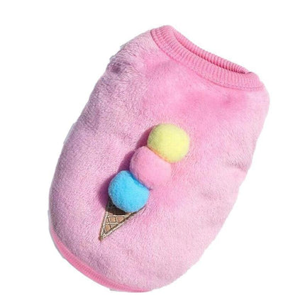 M Size Warm Winter Dog Clothes Soft Fleece Dog Jacket Pet Coat Sweater Puppy Cat Jumper - Blue Ice Cream.