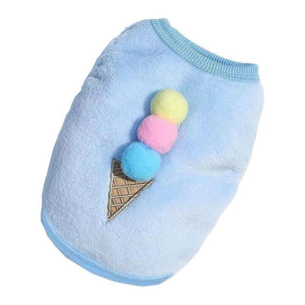 M Size Warm Winter Dog Clothes Soft Fleece Dog Jacket Pet Coat Sweater Puppy Cat Jumper - Blue Ice Cream.