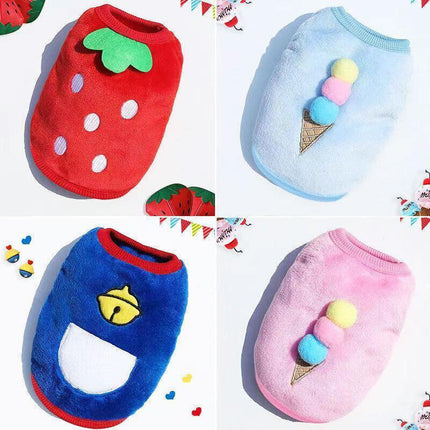 S Size Warm Winter Dog Clothes Soft Fleece Dog Jacket Pet Coat Sweater Cat Jumper - Pink Ice Cream.
