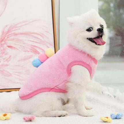 S Size Warm Winter Dog Clothes Soft Fleece Dog Jacket Pet Coat Sweater Cat Jumper - Red Strawberry.