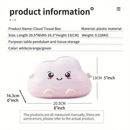 Cute Cartoon Clouds Plastic Tissue Box Desktop Drawer Organizer Storage Box.