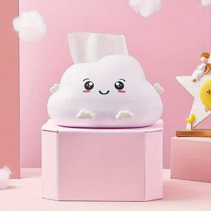 Cute Cartoon Clouds Plastic Tissue Box Desktop Drawer Organizer Storage Box.