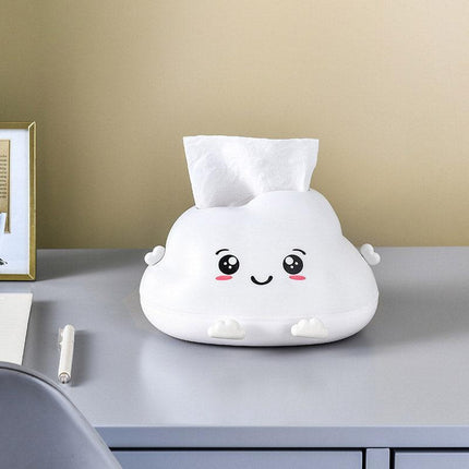 Cute Cartoon Clouds Plastic Tissue Box Desktop Drawer Organizer Storage Box.