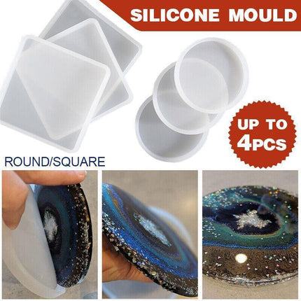 Coaster Resin Casting Mould Epoxy Mold Silicone Craft DIY Jewelry Agate Making - Large Square*4.