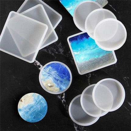Coaster Resin Casting Mould Epoxy Mold Silicone Craft DIY Jewelry Agate Making - Large Round.