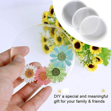 Coaster Resin Casting Mould Epoxy Mold Silicone Craft DIY Jewelry Agate Making - Large Round.