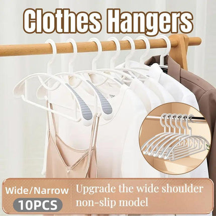 10PCS Plastic Half Round Non Slip Hangers Non Marking Drying Racks Home Use - Wide.