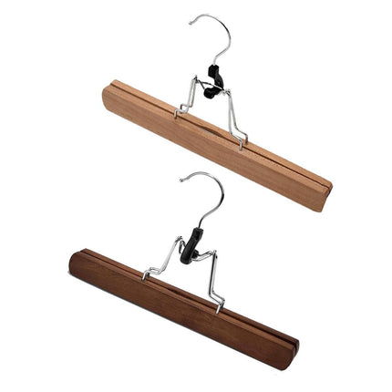 10pcs Solid Wood Skirt Clip Non Slip Hanger Flannel Trouser Clothes Organizer - Light Brown.