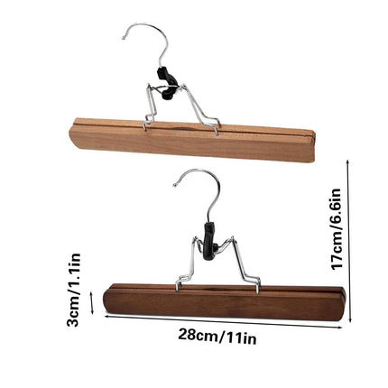 10pcs Solid Wood Skirt Clip Non Slip Hanger Flannel Trouser Clothes Organizer - Light Brown.