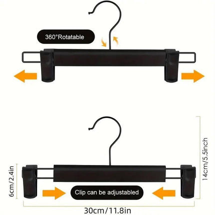 20pcs Black Plastic Pants Hanger Trousers Clips Durable Non Slip Clothes Hanger.
