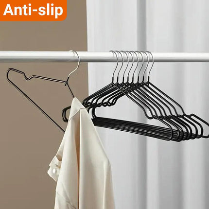 Clothes Hangers 10 Pack Anti Slip Plastic Hanger Clothes Rack Organizer - Black.