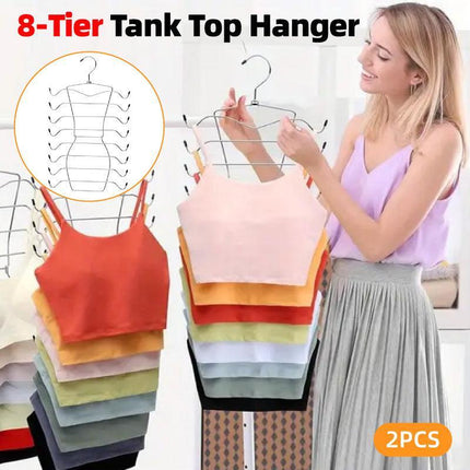 2pcs 8 Tier Metal Clothes Hanger Underwear Storage Organizer Stainless Steel.