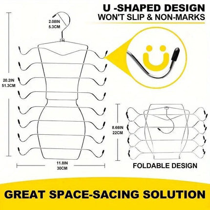 2pcs 8 Tier Metal Clothes Hanger Underwear Storage Organizer Stainless Steel.