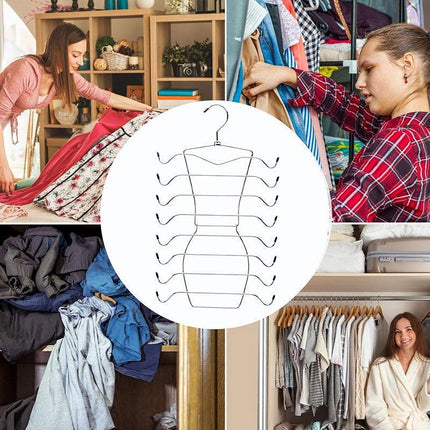 2pcs 8 Tier Metal Clothes Hanger Underwear Storage Organizer Stainless Steel.