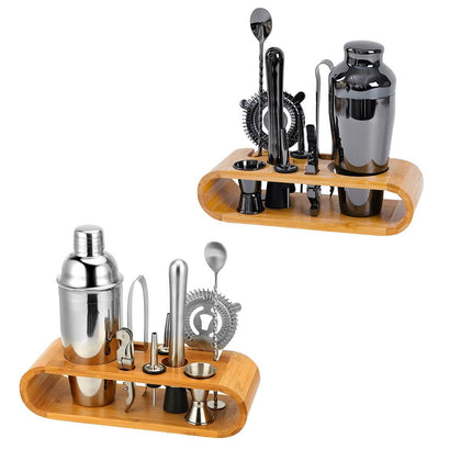 Cocktail Shaker Set Bar Tools Stainless Steel Mixing Glasses Drink Shaker Cups - Black.