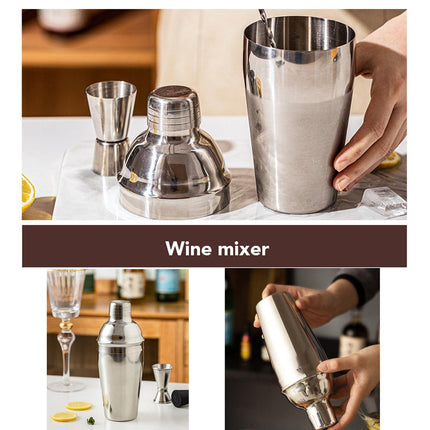 Cocktail Shaker Set Bar Tools Stainless Steel Mixing Glasses Drink Shaker Cups - Black.