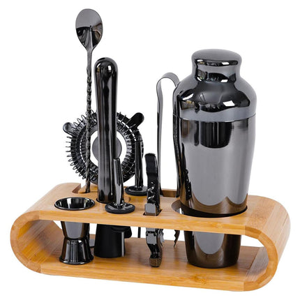 Cocktail Shaker Set Bar Tools Stainless Steel Mixing Glasses Drink Shaker Cups - Black.