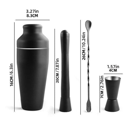 8PCS/700ML Stainless Steel Cocktail Shaker Bartender Tools Set Bar Supplies.