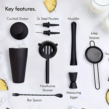 8PCS/700ML Stainless Steel Cocktail Shaker Bartender Tools Set Bar Supplies.