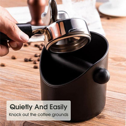 Coffee Knock Box Espresso Grounds Bin with Non Slip Base and Rubber Knock Bar 550ml.