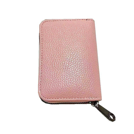 Compact Zipper Organ Card Cover Holder Wallet ID Bag Short Coin Purse Pockets - Brown.