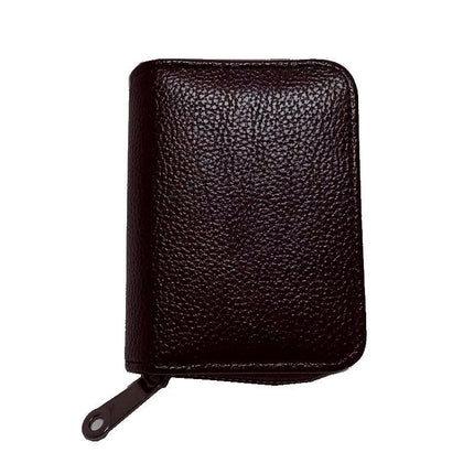 Compact Zipper Organ Card Cover Holder Wallet ID Bag Short Coin Purse Pockets - Brown.