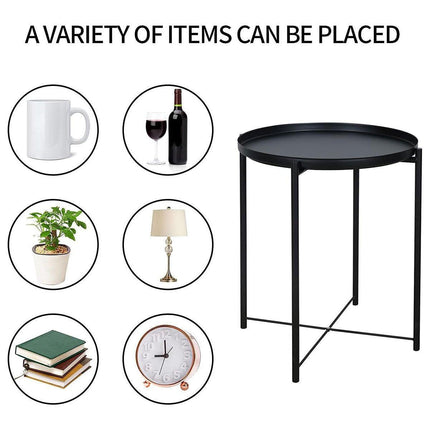 Small Coffee Table Simple Tray Mini Round Table Compact Side Table Living Room.
