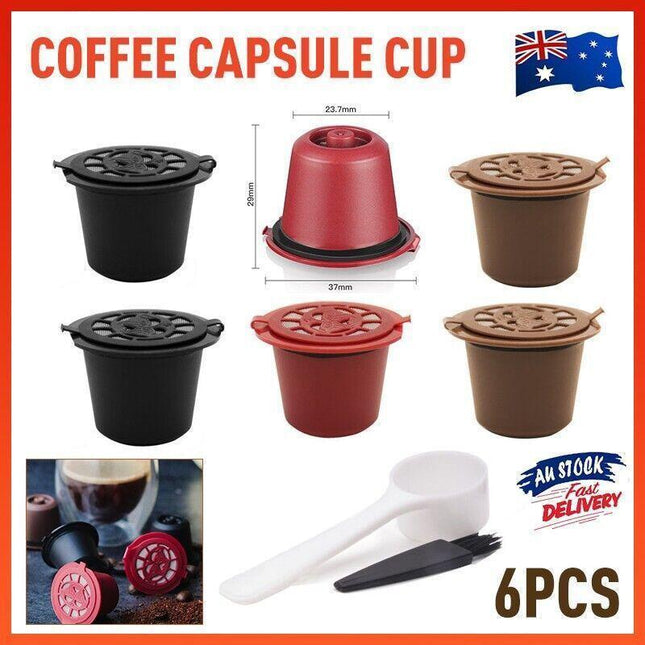 6Pcs For Nespresso Maker Machine Reusable Filter Coffee Capsule Pods.