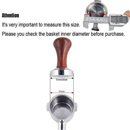 51mm Coffee Tamper Aluminum Alloy Base Wooden Handle for Espresso Machine.