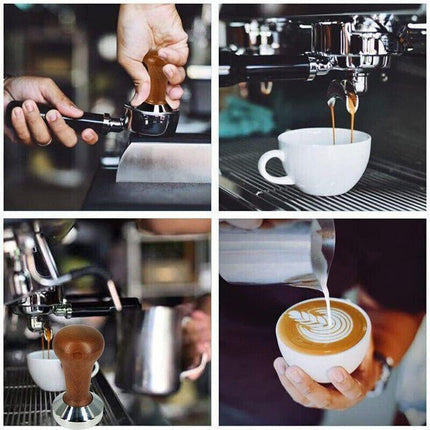 51mm Coffee Tamper Aluminum Alloy Base Wooden Handle for Espresso Machine.