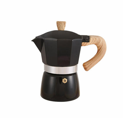 Portable Coffee Maker Wood Grain Handle Outdoor Manual Espresso Machine Camping - Beige-150ml.
