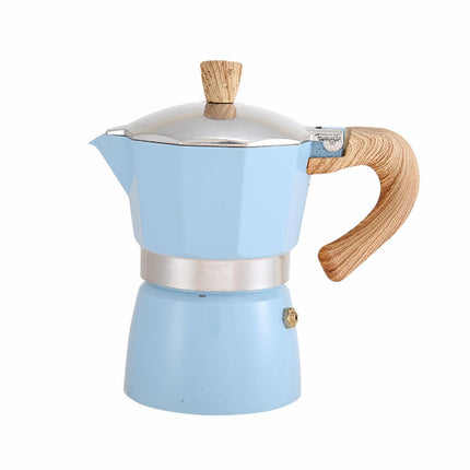 Portable Coffee Maker Wood Grain Handle Outdoor Manual Espresso Machine Camping - Beige-150ml.
