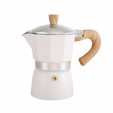 Portable Coffee Maker Wood Grain Handle Outdoor Manual Espresso Machine Camping - Blue-150ml.