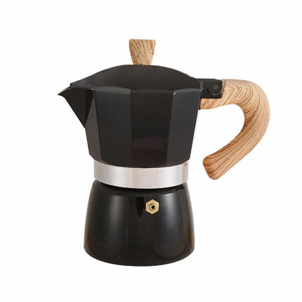 Portable Coffee Maker Wood Grain Handle Outdoor Manual Espresso Machine Camping - Blue-150ml.