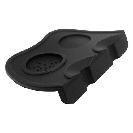 Double Slot Silicone Coffee Tamper Mat | Non-Slip Corner Tamping Pad 21×15×4cm.