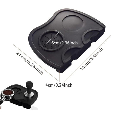 Double Slot Silicone Coffee Tamper Mat | Non-Slip Corner Tamping Pad 21×15×4cm.