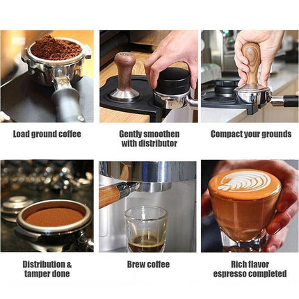 Double Slot Silicone Coffee Tamper Mat | Non-Slip Corner Tamping Pad 21×15×4cm.