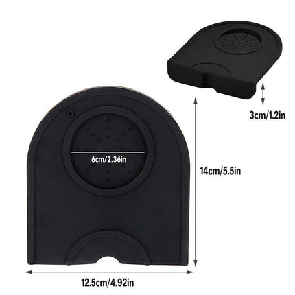 Silicone Coffee Tamper Mat Non Slip Corner Tamping Pad for Espresso Station 14x12.5cm.