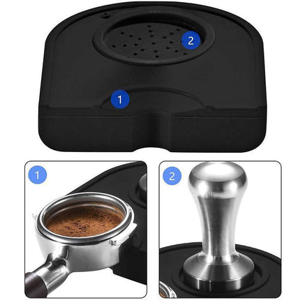 Silicone Coffee Tamper Mat Non Slip Corner Tamping Pad for Espresso Station 14x12.5cm.