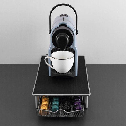 Coffee Capsule Drawer Holder for 40 Nespresso Pods with Non-Slip Top Rack.