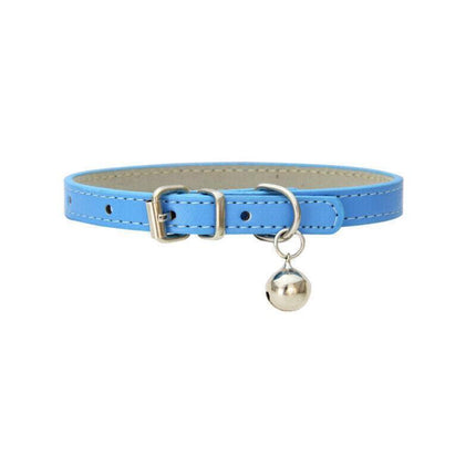 Adjustable PU Leather Cat Collar with Bell Breakaway Buckle 9 Colours - Brown.